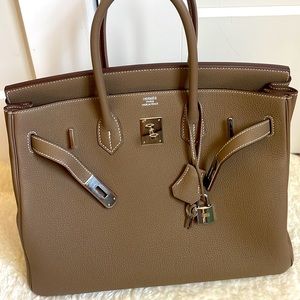 2022 Hermes Birkin Togo 35 In Etoupe color with Palladium Hardware
